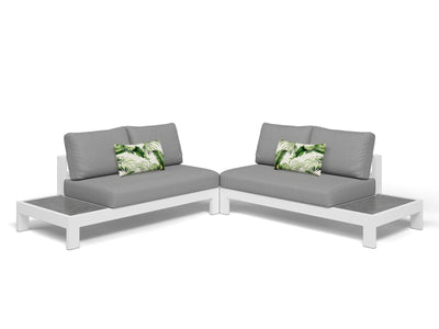 Aspen Ceramic Platform | Outdoor Lounge Setting in White / Light Grey / Grey Chine / 4 Seater 2LH-2RH / Without Coffee Table_1