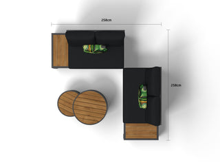 Aspen Teak Platform | Outdoor Lounge Setting in Charcoal / Sooty / Dark Grey / 4 Seater 2LH-2RH / Aspen Coffee Table Set_9