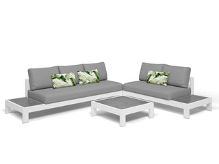 Aspen Ceramic Platform | Outdoor Lounge Setting in White / Light Grey / Grey Chine / 5 Seater 2RH-3LH / Aspen Corner Table_1