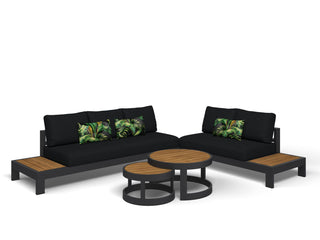 Aspen Teak Platform | Outdoor Lounge Setting in Charcoal / Sooty / Dark Grey / 5 Seater 2LH-3RH / Aspen Coffee Table Set_1