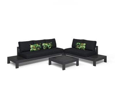 Aspen Ceramic Platform | Outdoor Lounge Setting in Charcoal / Sooty / Dark Grey / 5 Seater 2LH-3RH / Aspen Corner Table_1