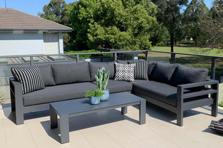 Aspen Modular | Outdoor Lounge Setting in Charcoal / Sooty / 6 Seater / Adele 140x63cm_6