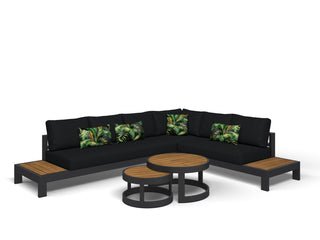 Aspen Teak Platform | Outdoor Lounge Setting in Charcoal / Sooty / Dark Grey / 6 Seater 2LH-3RH-CNR / Aspen Coffee Table Set_1