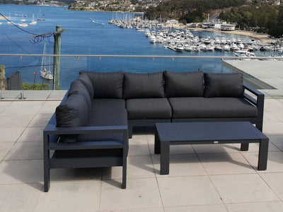 Aspen Modular | Outdoor Lounge Setting in Charcoal / Sooty / 6 Seater / Adele 140x63cm_4