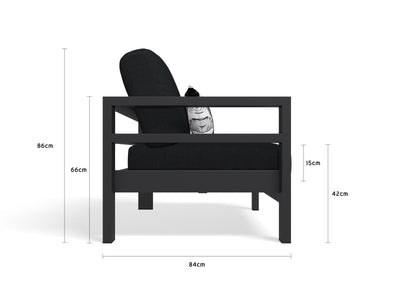 Aspen Single Arm Outdoor Modular Lounge in Charcoal / Sooty / Right 3