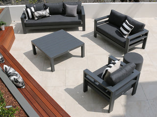 Aspen Outdoor Lounge in Charcoal / Sooty / 3 Seater - back view 2.