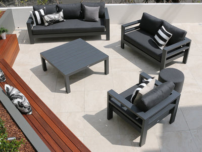 Aspen Outdoor Lounge in Charcoal / Sooty / 3 Seater - back view 2.