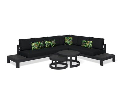 Aspen Ceramic Platform | Outdoor Lounge Setting in Charcoal / Sooty / Dark Grey / 6 Seater 2RH-3LH-CNR / Aspen Coffee Table Set_1