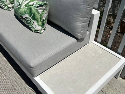 Aspen Ceramic Platform Outdoor Lounge in White / Grey Chine / 3 Seater / Left 1