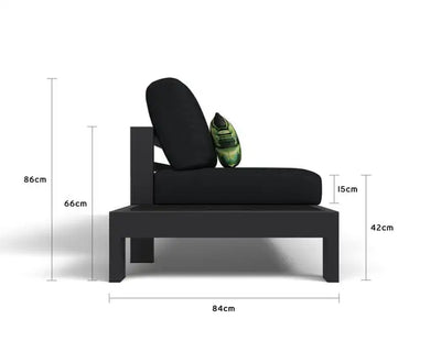 Aspen Ceramic Platform Outdoor Lounge in Charcoal / Sooty / 2 Seater / Left 3