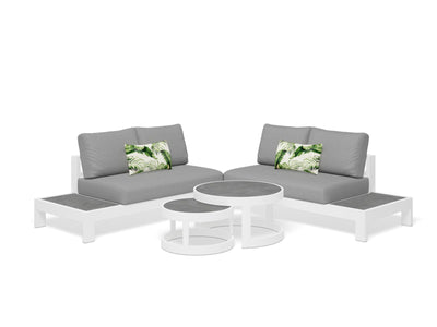 Aspen Ceramic Platform | Outdoor Lounge Setting in White / Light Grey / Grey Chine / 4 Seater 2LH-2RH / Aspen Coffee Table Set_1