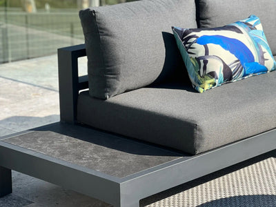 Aspen Ceramic Platform Outdoor Lounge in Charcoal / Sooty / 3 Seater / Left 1