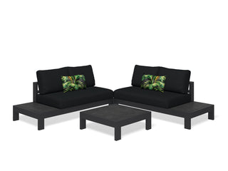 Aspen Ceramic Platform | Outdoor Lounge Setting in Charcoal / Sooty / Dark Grey / 4 Seater 2LH-2RH / Aspen Corner Table_1