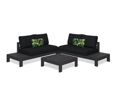 Aspen Ceramic Platform | Outdoor Lounge Setting in Charcoal / Sooty / Dark Grey / 4 Seater 2LH-2RH / Aspen Corner Table_1