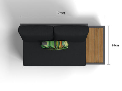 Aspen Teak Platform | Outdoor Lounge Setting in Charcoal / Sooty / Dark Grey / 4 Seater 2LH-2RH / Without Coffee Table_8