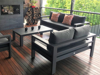 Aspen Outdoor Lounge in Charcoal / Sooty / 2 Seater - back view.