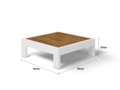 Aspen Platform Corner Table in White / Teak 1