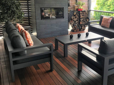 Aspen Outdoor Lounge in Charcoal / Sooty / 3 Seater - back view 3.