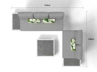 Aspen Ceramic Platform | Outdoor Lounge Setting in White / Light Grey / Grey Chine / 5 Seater 2LH-3RH / Aspen Corner Table_2