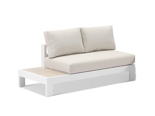 Aspen Ceramic Platform Outdoor Lounge in White / Beech / 2 Seater / Right