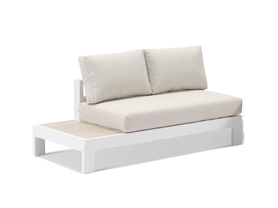 Aspen Ceramic Platform Outdoor Lounge in White / Beech / 2 Seater / Right