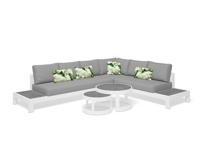 Aspen Ceramic Platform | Outdoor Lounge Setting in White / Light Grey / Grey Chine / 6 Seater 2RH-3LH-CNR / Aspen Coffee Table Set_1