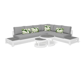Aspen Ceramic Platform | Outdoor Lounge Setting in White / Light Grey / Grey Chine / 6 Seater 2LH-3RH-CNR / Aspen Coffee Table Set_1