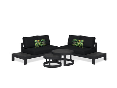 Aspen Ceramic Platform | Outdoor Lounge Setting in Charcoal / Sooty / Dark Grey / 4 Seater 2LH-2RH / Aspen Coffee Table Set_1