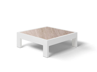Aspen Platform Corner Table in White / Travertino 1