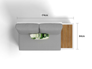 Aspen Teak Platform Outdoor Lounge in White / Grey Chine / 2 Seater / Left 4