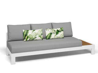 Aspen Teak Platform Outdoor Lounge in White / Grey Chine / 3 Seater / Left