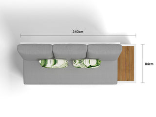 Aspen Teak Platform Outdoor Lounge in White / Grey Chine / 3 Seater / Left 1
