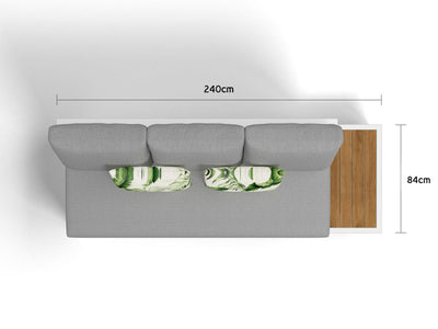 Aspen Teak Platform Outdoor Lounge in White / Grey Chine / 3 Seater / Left 1