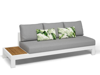 Aspen Teak Platform Outdoor Lounge in White / Grey Chine / 3 Seater / Right