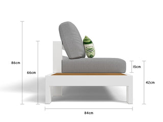 Aspen Teak Platform Outdoor Lounge in White / Grey Chine / 2 Seater / Right 6