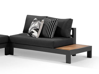 Aspen Teak Platform Outdoor Lounge in Charcoal / Sooty / 2 Seater / Left 2