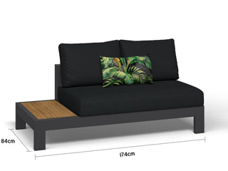 Aspen Teak Platform Outdoor Lounge in Charcoal / Sooty / 2 Seater / Right 6