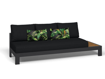 Aspen Teak Platform Outdoor Lounge in Charcoal / Sooty / 3 Seater / Left