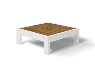 Aspen Platform Corner Table in White / Teak