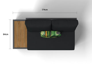 Aspen Teak Platform Outdoor Lounge in Charcoal / Sooty / 2 Seater / Right 7