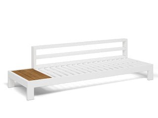 Aspen Teak Platform Outdoor Lounge in White / Grey Chine / 3 Seater / Right  2