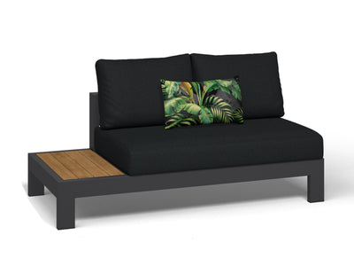 Aspen Teak Platform Outdoor Lounge in Charcoal / Sooty / 2 Seater / Right 1