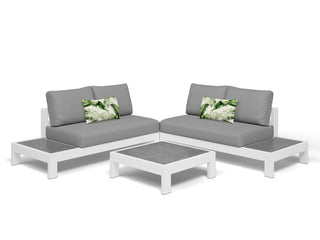 Aspen Ceramic Platform | Outdoor Lounge Setting in White / Light Grey / Grey Chine / 4 Seater 2LH-2RH / Aspen Corner Table_1