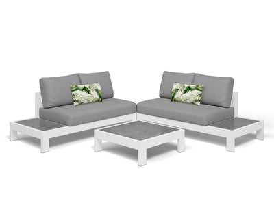 Aspen Ceramic Platform | Outdoor Lounge Setting in White / Light Grey / Grey Chine / 4 Seater 2LH-2RH / Aspen Corner Table_1