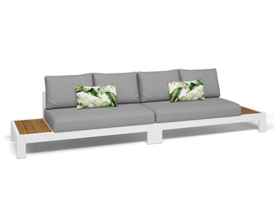 Aspen Teak Platform | Outdoor Lounge Setting in White / Light Grey / Grey Chine / 4 Seater 2LH-2RH / Aspen Corner Table_6