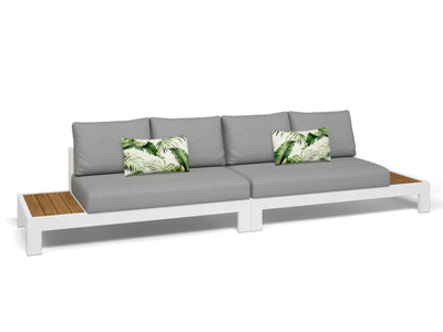 Aspen Teak Platform | Outdoor Lounge Setting in White / Light Grey / Grey Chine / 4 Seater 2LH-2RH / Aspen Coffee Table Set_12