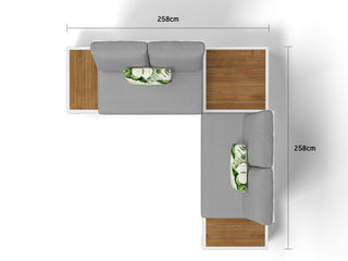 Aspen Teak Platform | Outdoor Lounge Setting in White / Light Grey / Grey Chine / 4 Seater 2LH-2RH / Aspen Corner Table_9