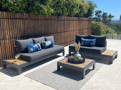 Aspen Teak Platform | Outdoor Lounge Setting in Charcoal / Sooty / Dark Grey / 5 Seater 2LH-3RH / Aspen Corner Table_1