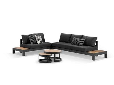 Aspen Teak Platform in Charcoal / Sooty / Dark Grey / 5 Seater 2RH-3LH / Aspen Coffee Table Set_1
