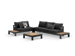 Aspen Teak Platform in Charcoal / Sooty / Dark Grey / 5 Seater 2RH-3LH / Aspen Corner Table_1